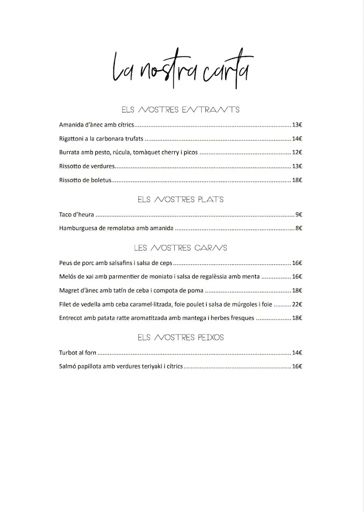 Menü_Bar Restaurant Montseny_Sant Hilari Sacalm_Bild_1