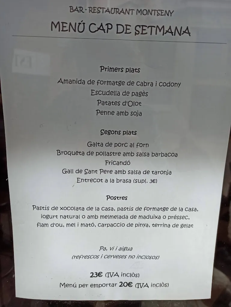 Menü_Bar Restaurant Montseny_Sant Hilari Sacalm_Bild_3