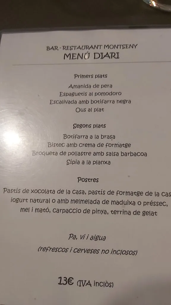Menü_Bar Restaurant Montseny_Sant Hilari Sacalm_Bild_4