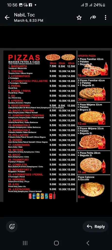 Menu_Hussain Pizzeria Kebab rario. 11.00 am y. 12.00 pm_Sant Hilari Sacalm_image_4