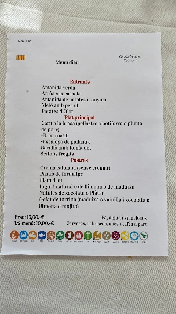 Menu_Restaurant Ca la Teresa, Sant Pere Pescador_Sant Miquel de Fluvià_image_2