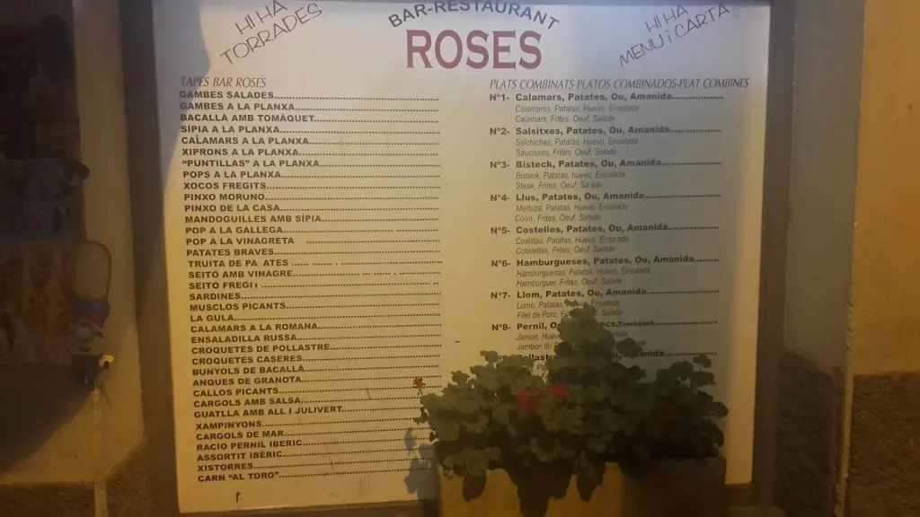 Menu_BAR RESTAURANT ROSES_Sant Julià del Llor i Bonmatí_image_2