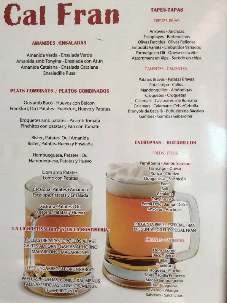 Menu_Bar i Restaurant Cal Fran_Santa Cristina dAro_image_2