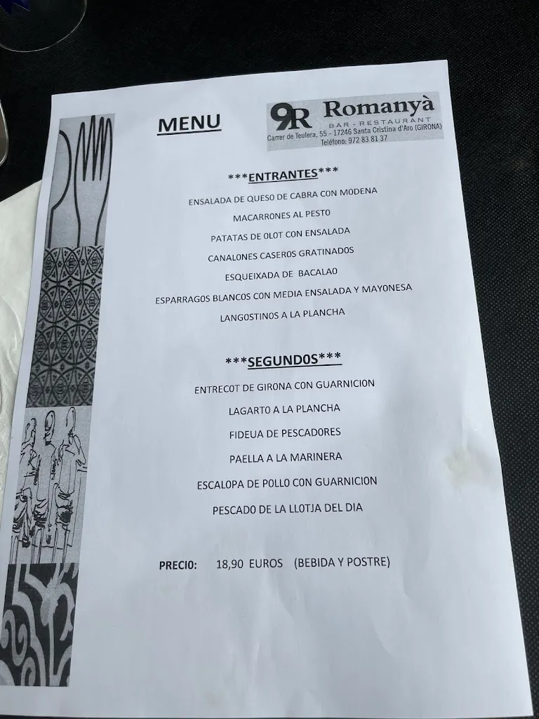 Menu_Restaurant 9R Romanyà_Santa Cristina dAro_image_3