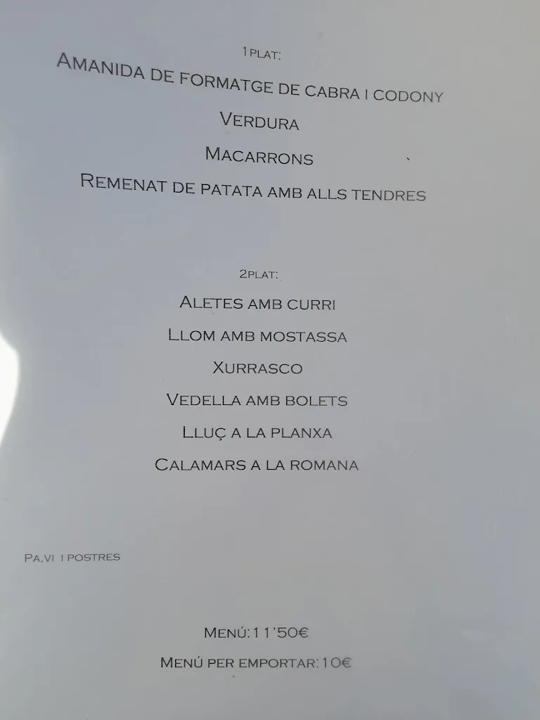 Menu_Bar restaurant bypass_Serinyà_image_1