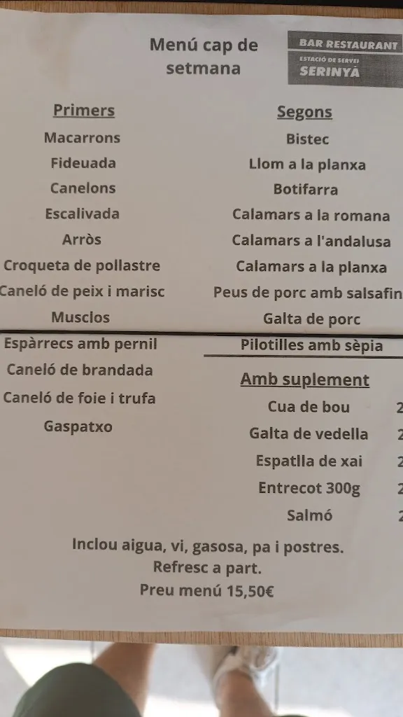 Menu_Restaurant Estació de Servei Güell, S.L._Serinyà_image_1
