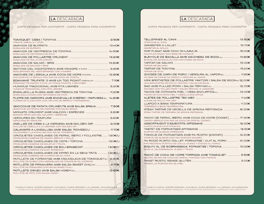 Menu_La Descarada l Restaurante Santa coloma de farners_Santa Coloma de Farners_image_1