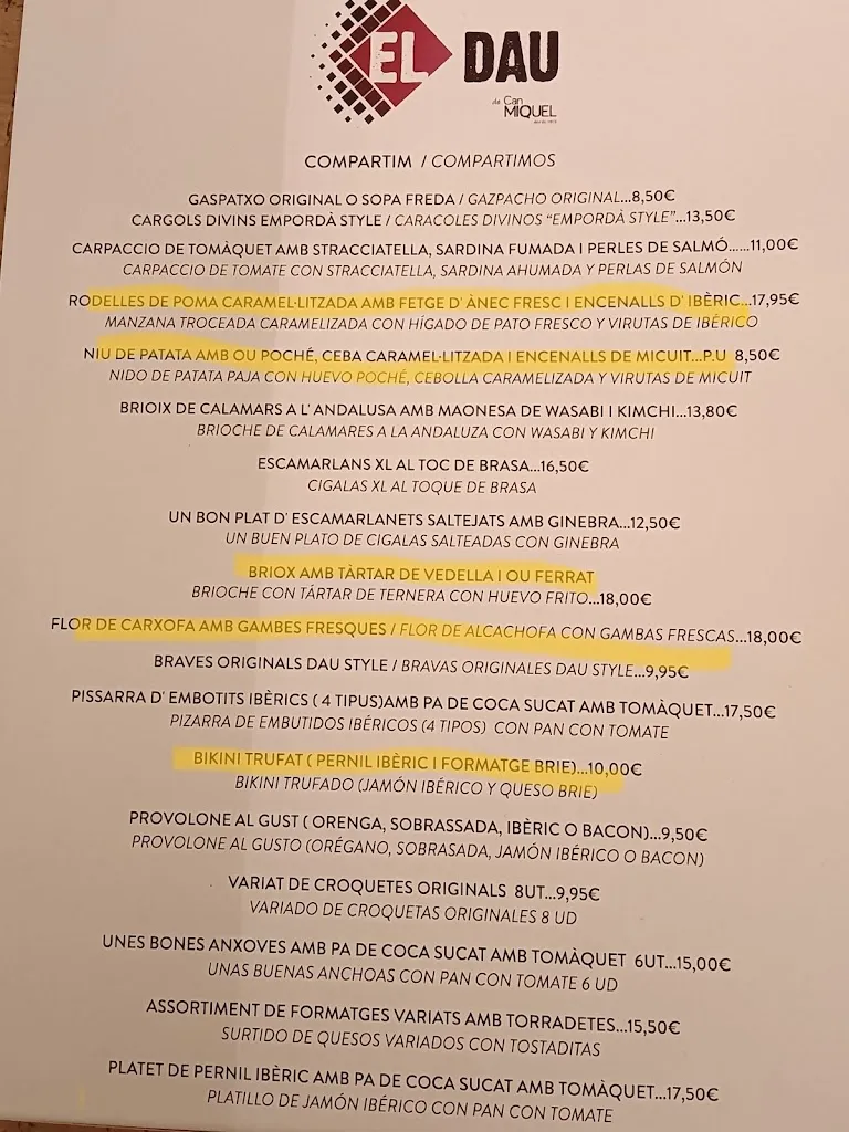 Menu_Carnissería Can Miquel i Restaurant el Dau_Sant Feliu de Guíxols_image_2