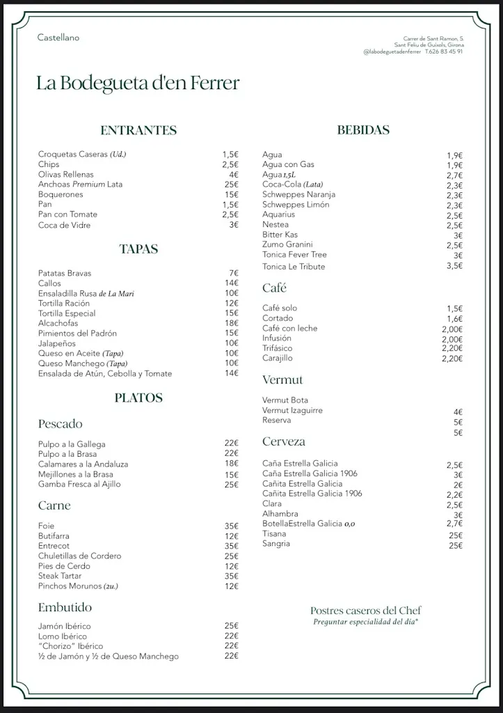 Menü_La Bodegueta d'en Ferrer_Sant Feliu de Guíxols_Bild_1