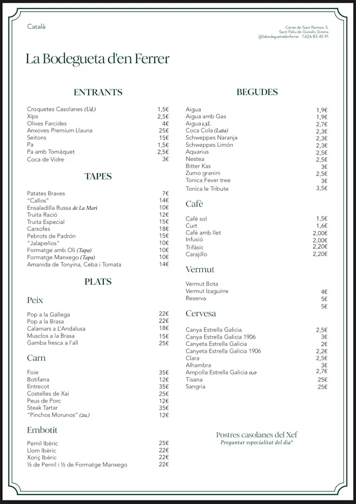 Menü_La Bodegueta d'en Ferrer_Sant Feliu de Guíxols_Bild_2