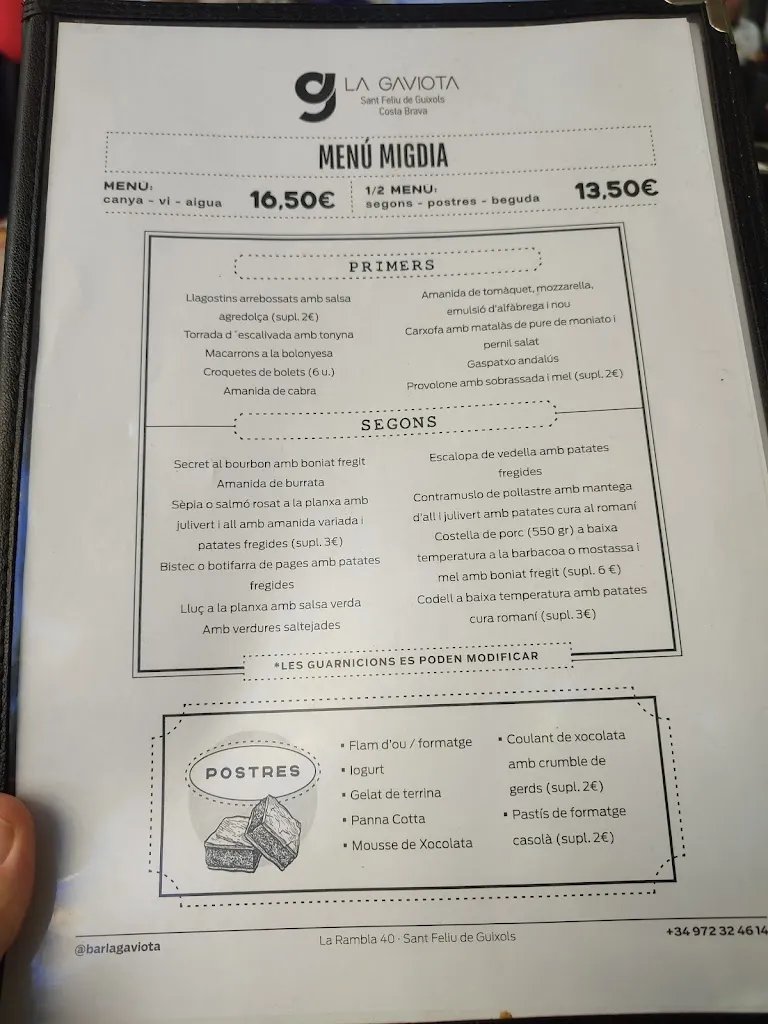 Menu_Bar Taverna La Gaviota_Sant Feliu de Guíxols_immagine_1