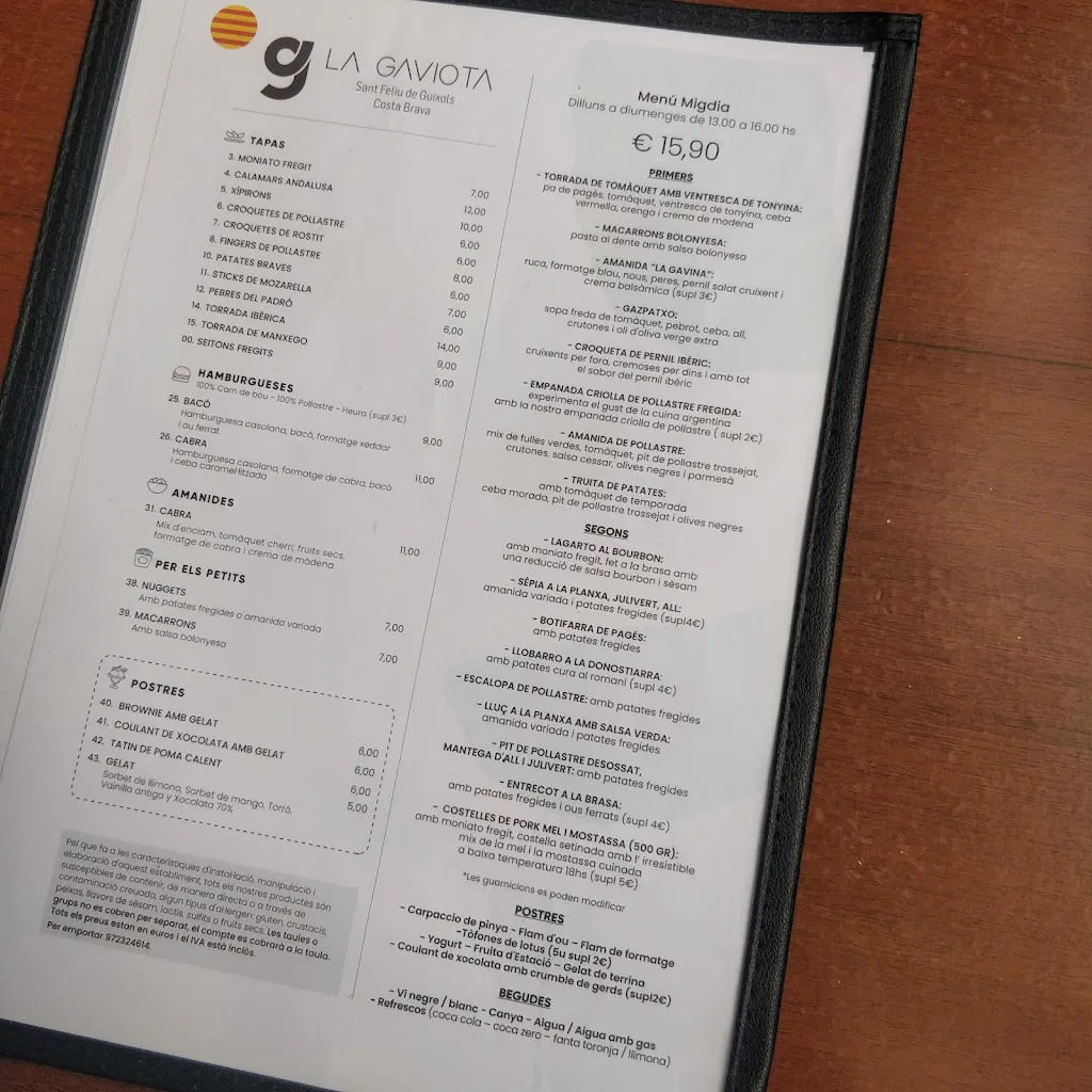 Menu_Bar Taverna La Gaviota_Sant Feliu de Guíxols_immagine_3