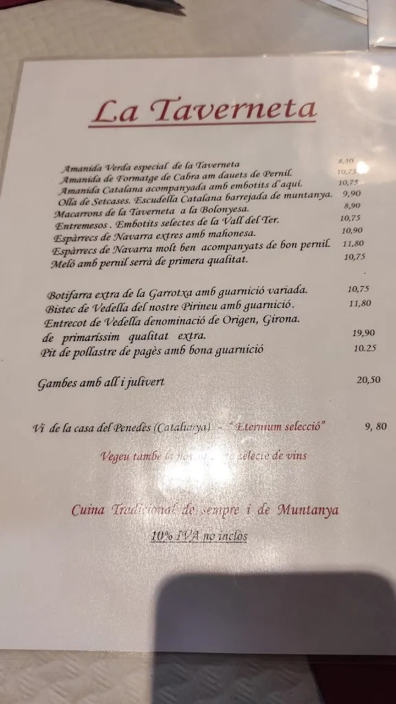 Menu_Restaurant La Taverneta_Setcases_image_1