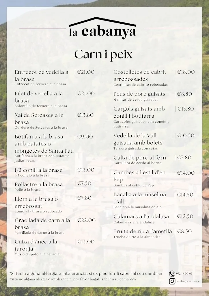 Menü_Restaurant La Cabanya_Setcases_Bild_2