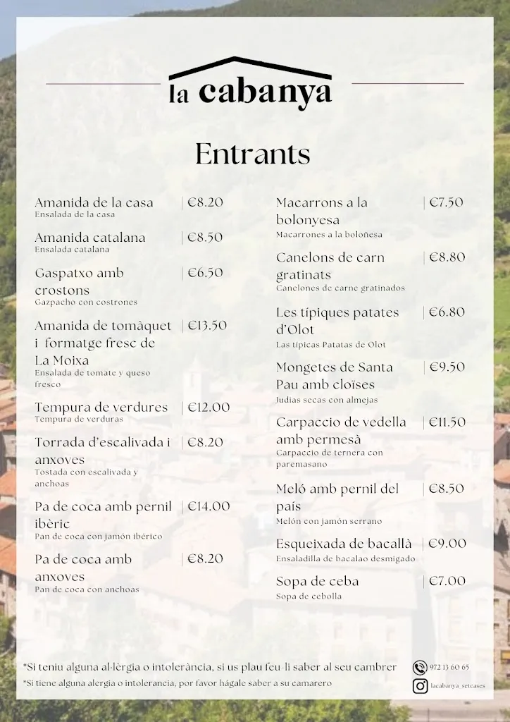 Menü_Restaurant La Cabanya_Setcases_Bild_3