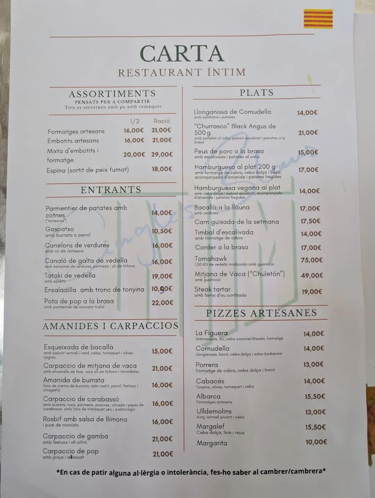 Menu_Restaurant Íntim - Espai Cingles Blaus_Siurana_image_1