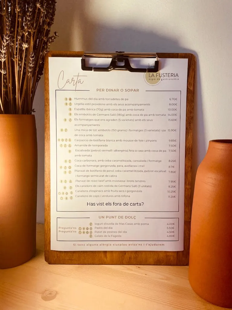 Menu_La fusteria Ullastret_Ullastret_image_1