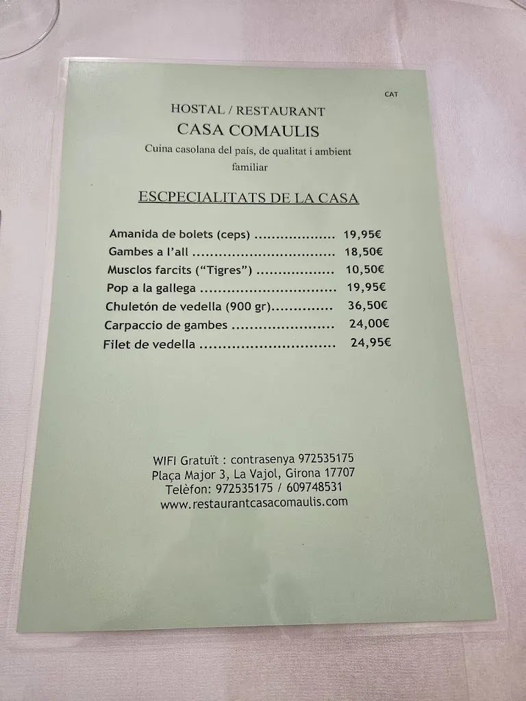 Menu_Restaurant Hostal Casa Comaulis_Vajol La_immagine_1