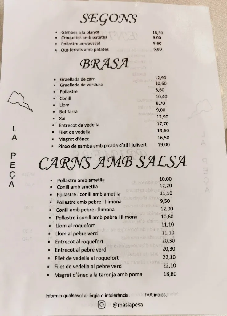 Menü_Restaurant Mas La Peça_Vall de Bianya La_Bild_1