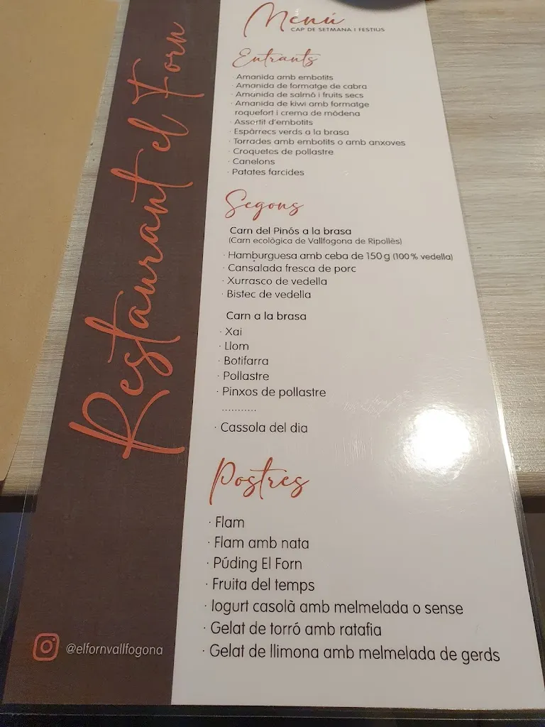 Menu_Restaurant · Cafeteria El Forn_Vallfogona de Ripollès_image_2