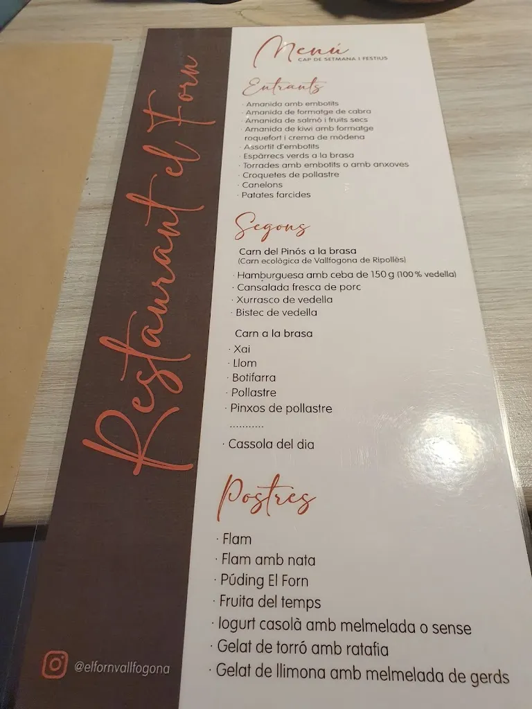 Menu_Restaurant · Cafeteria El Forn_Vallfogona de Ripollès_image_3