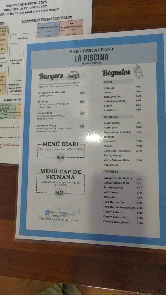 Menu_Bar restaurant La Piscina_Vallfogona de Ripollès_image_3