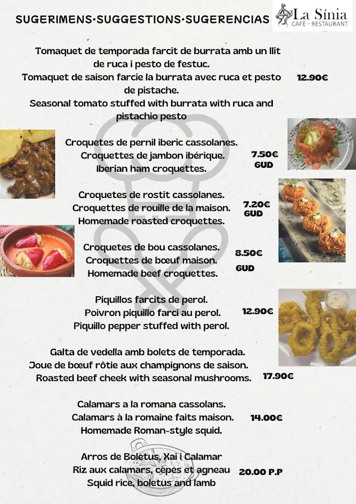 Menu_Restaurant Bar La Sínia - Cafeteria_Vilabertran_immagine_1