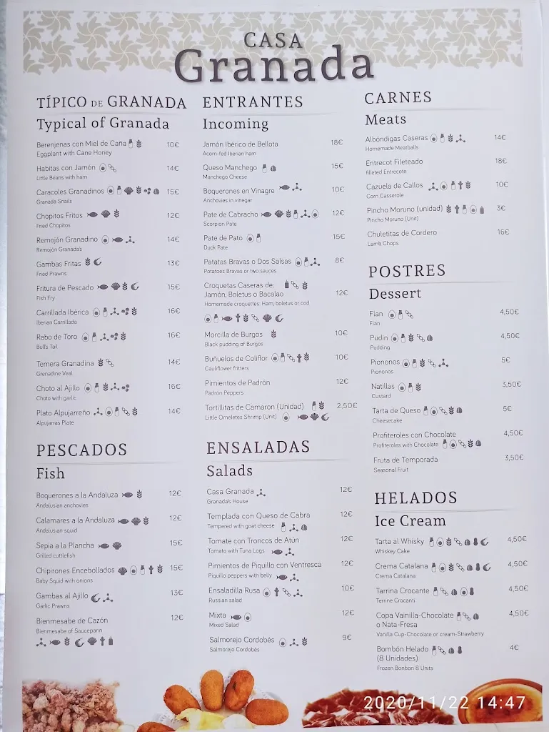 Menu_Granada House in Madrid_Agrón_image_4