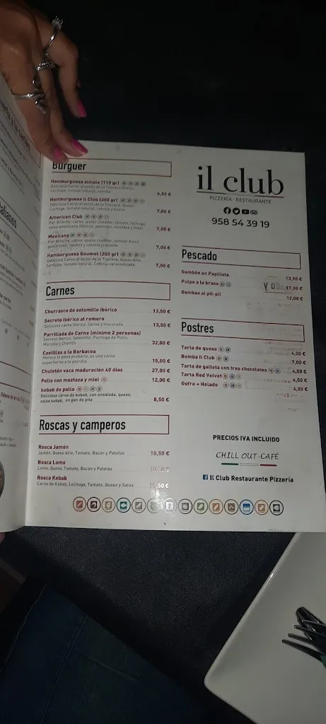 Menu_Restaurante Pizzería Il Club chorres Alfacar · Granada_Alfacar_image_3