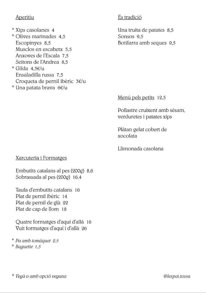 Menu_L'Espai_Tossa de Mar_image_1