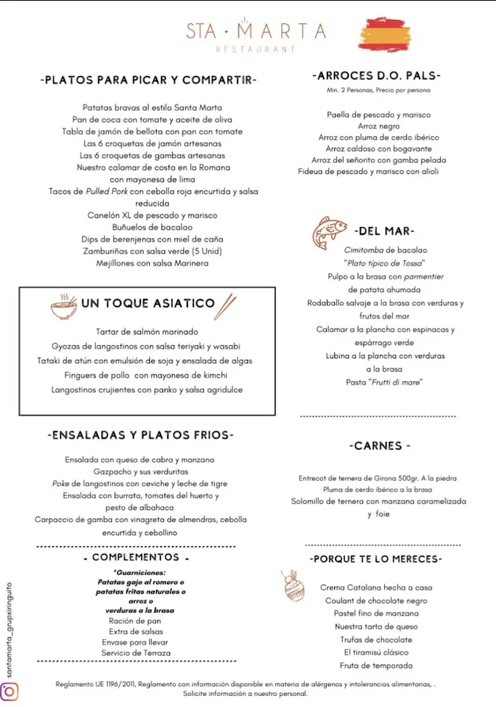 Menu_Restaurant Santa Marta grup el xiringuito_Tossa de Mar_immagine_2