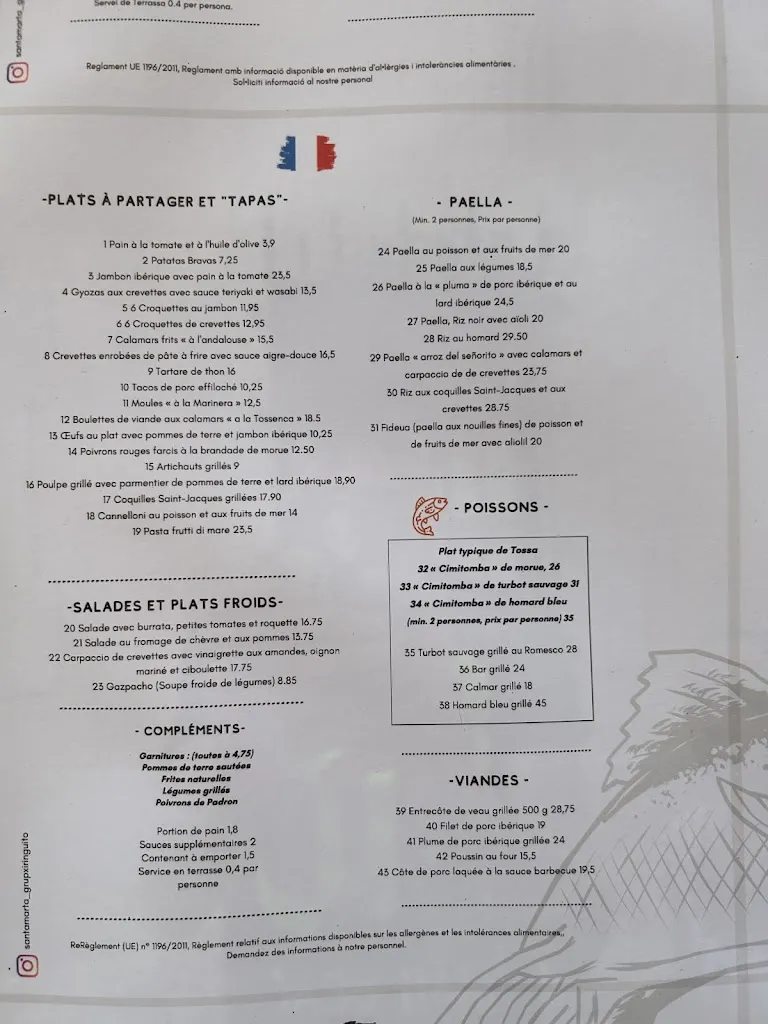 Menu_Restaurant Santa Marta grup el xiringuito_Tossa de Mar_immagine_3