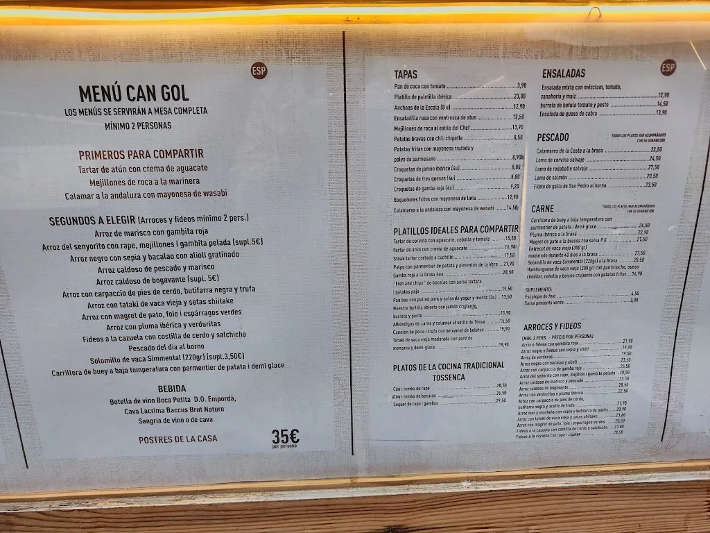 Menu_Restaurant Can Gol_Tossa de Mar_image_2