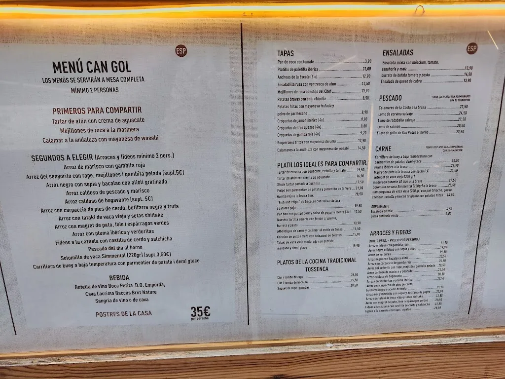 Menu_Restaurant Can Gol_Tossa de Mar_image_3