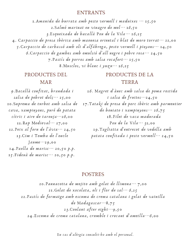 Menu_Pou de la Vila Restaurant_Tossa de Mar_image_1