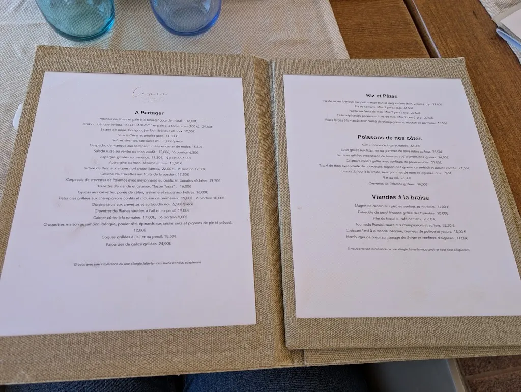 Menu_Restaurant Capri by Josep Pagès_Tossa de Mar_image_1