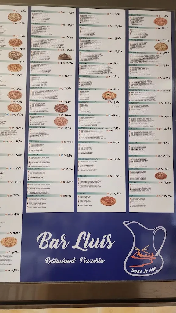 Menu_Restaurant Pizzería Bar Lluís_Tossa de Mar_immagine_4
