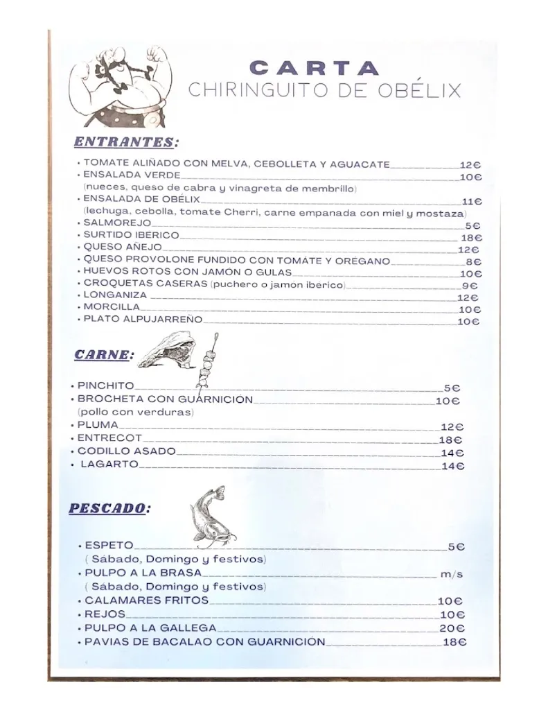 Menu_Chiringuito de Obélix_Alpujarra de la Sierra_image_1
