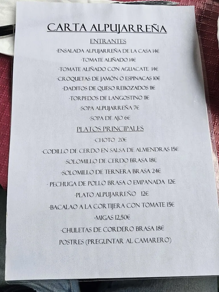 Menu_Restaurante Alpujarreño e Hindú El Jardín de los Sabores_Alpujarra de la Sierra_image_1