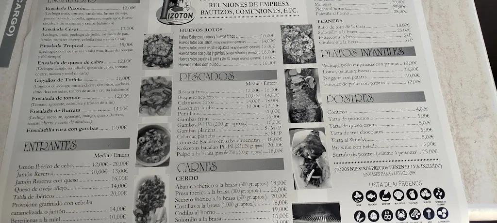 Menu_Mesón Restaurante Pizotón_Albolote_immagine_2