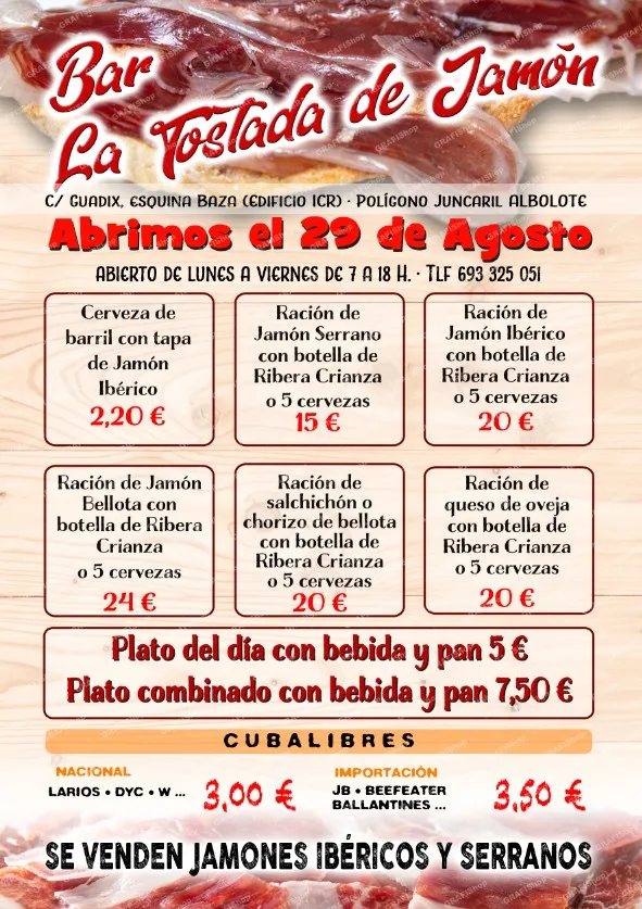 Menu_bar la tostada de jamón_Albolote_image_2