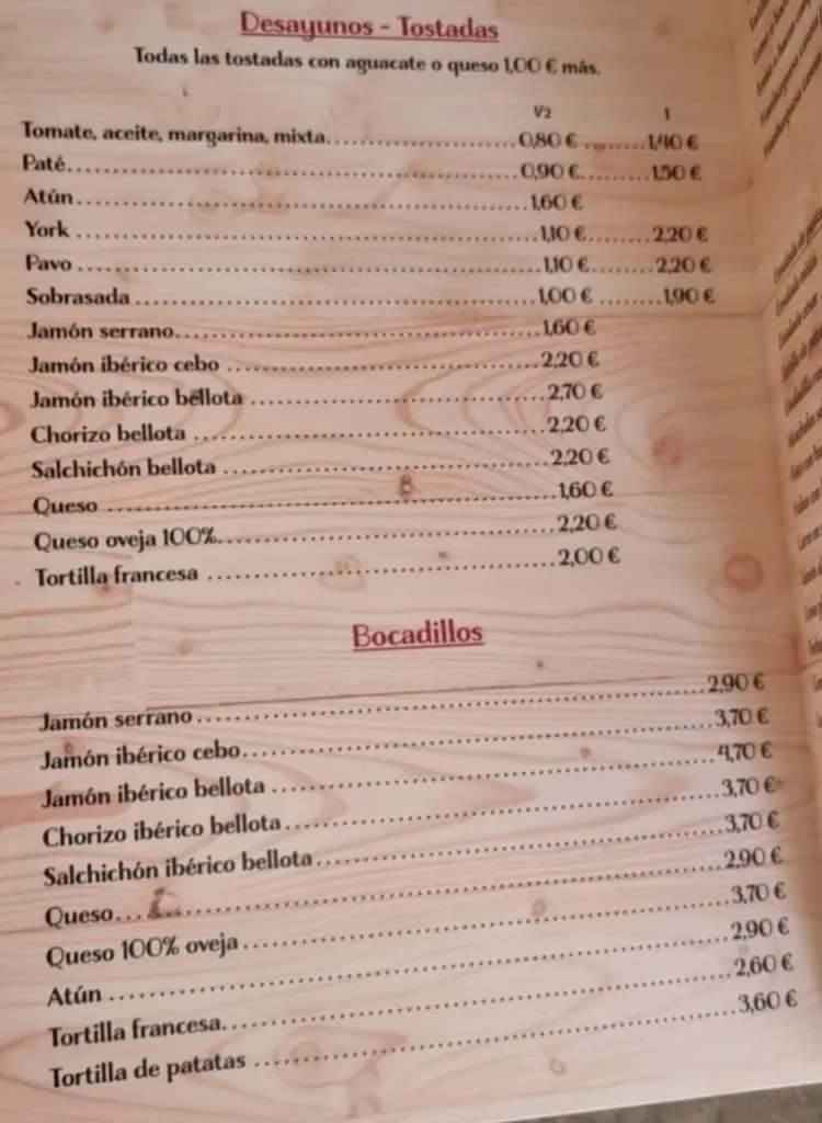 Menu_bar la tostada de jamón_Albolote_image_3