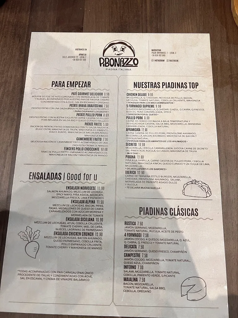 Menu_Pibonazzo Piadina Italiana | Armilla_Armilla_image_4