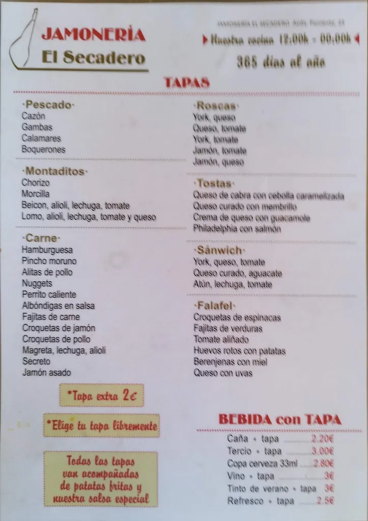 Menu_Cervecería Jamonería El Secadero_Armilla_image_1