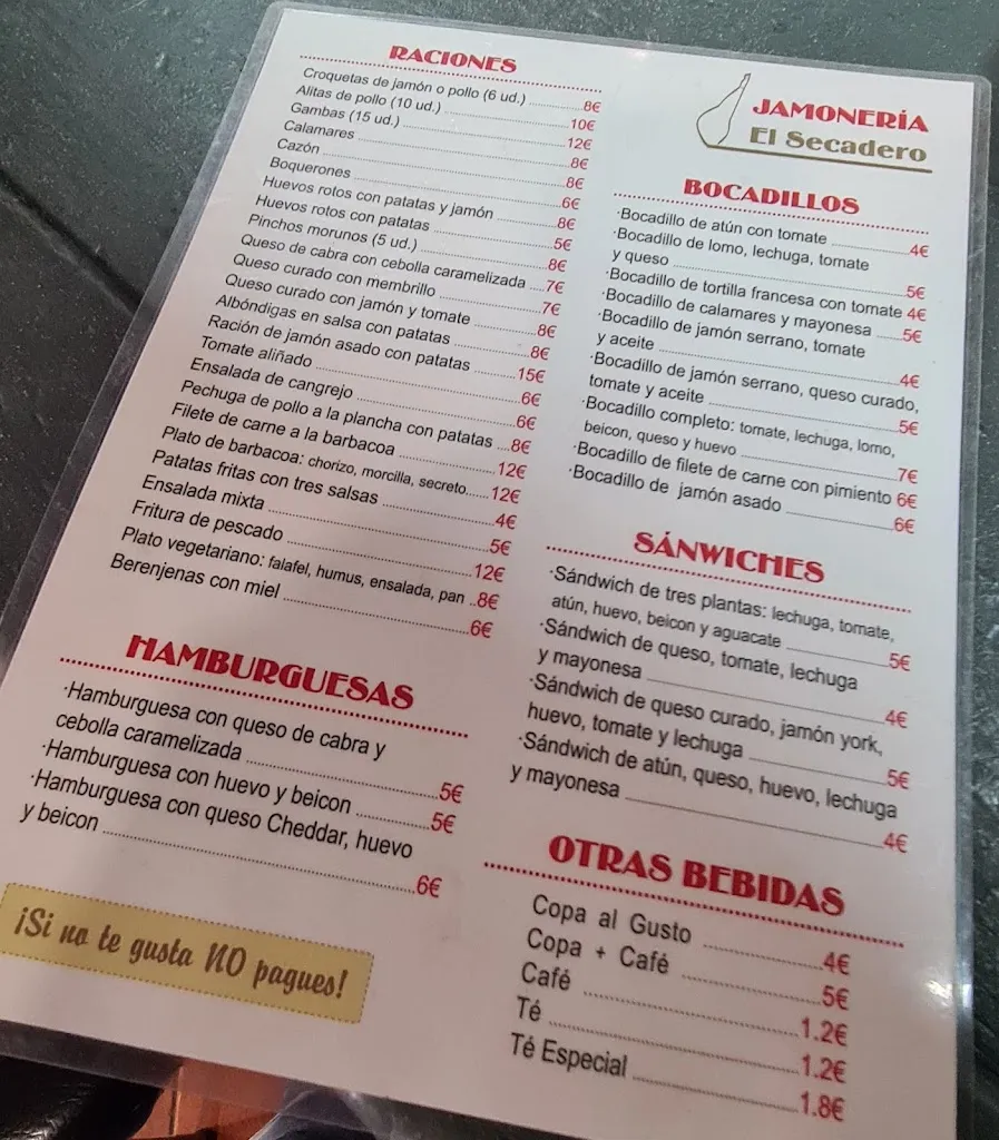 Menu_Cervecería Jamonería El Secadero_Armilla_image_4