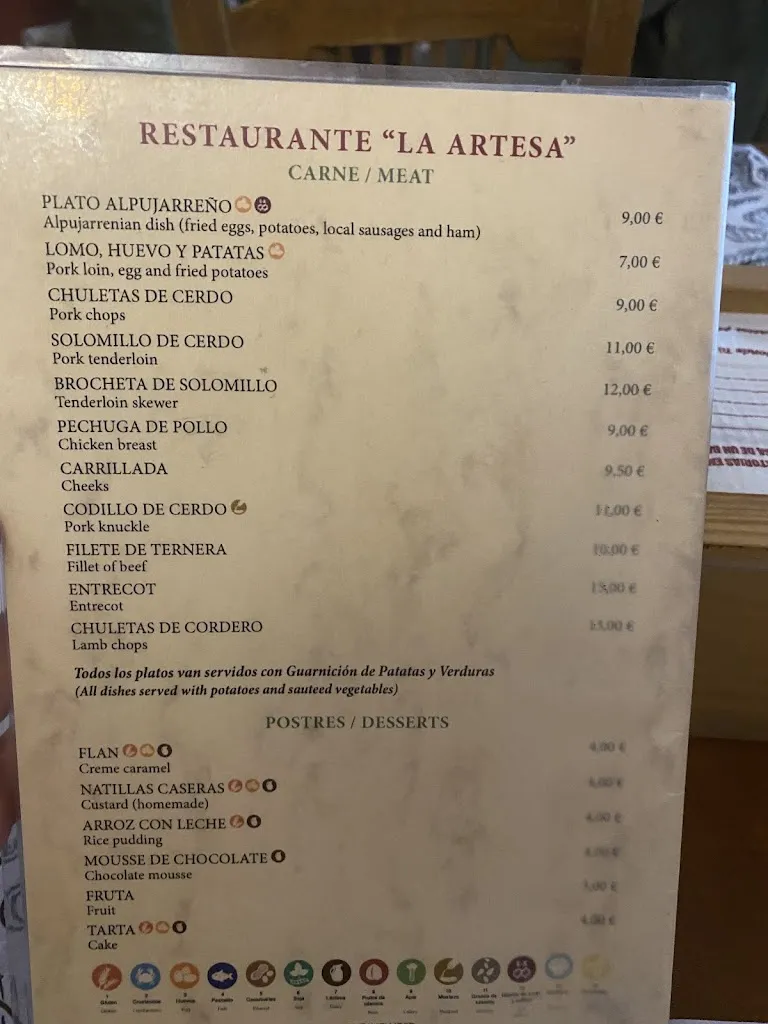 Menu_La Artesa_Bubión_image_1