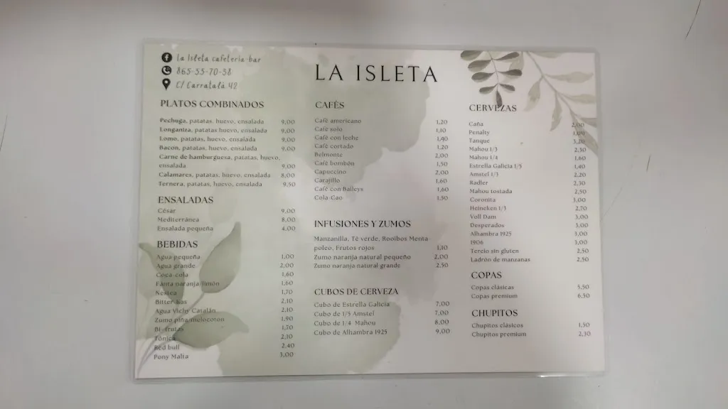 Menu_La isleta café bar tapas_Benalúa_image_1