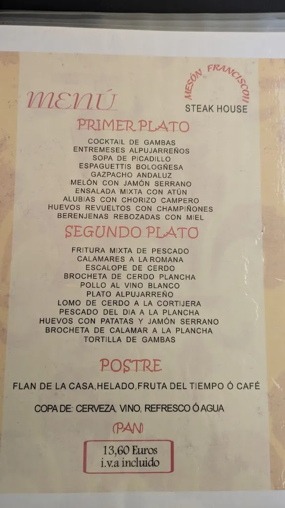 Menu_Meson Francisco II_Almuñécar_image_2