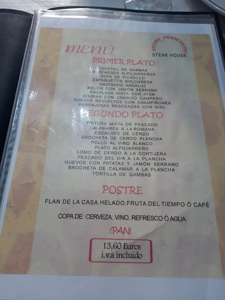 Menu_Meson Francisco II_Almuñécar_image_4