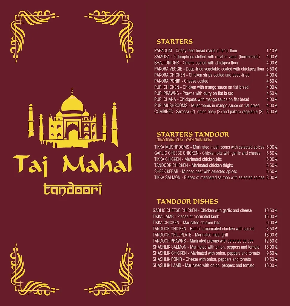 Menu_Taj Mahal Tandoori Restaurant_Almuñécar_image_4